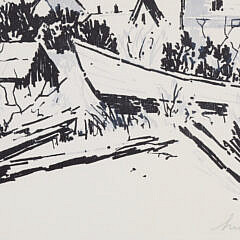 Philip Hicken Pen and Marker on Paper “Town Clock, Nantucket”