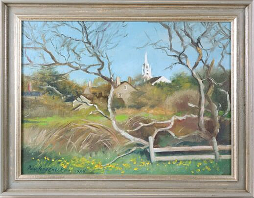 Paul Longnecker (1920-2008) Oil on Canvas "Nantucket Pastoral Scene"