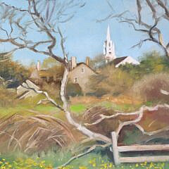 Paul Longnecker Oil on Canvas “Nantucket Pastoral Scene”, circa 1984