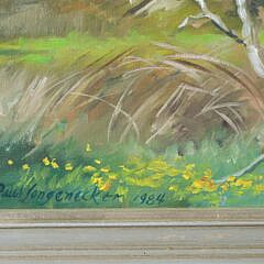 Paul Longnecker Oil on Canvas “Nantucket Pastoral Scene”, circa 1984