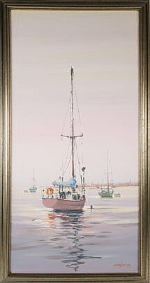 Kerry Hallam Oil (British-American 1937-2020) on Canvas Sail Boat