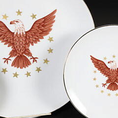 Three Bavaria Germany Eagle Porcelain Plates
