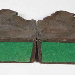 Billy Bowen Patina Brass Bookends, “Copyright 1928 Cape Cod Fisherman”