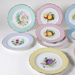 Twelve Vintage Fruit Decorated Luncheon Plates