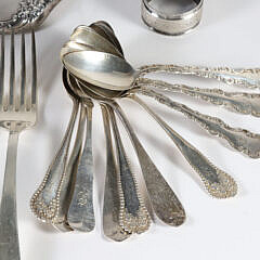 Twenty-Six Pieces of Assorted Sterling Silver Including Porringer, Tazza, Brush, Mirror, Forks, Spoons