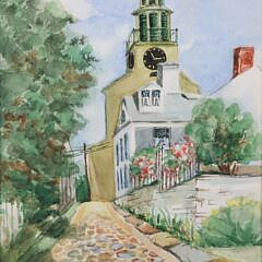 Anne H. Mellin Watercolor on Paper "Stone Alley"