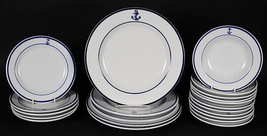 60-5385 21 Pieces of Shenango Blue Anchor China A_ IMG_0082