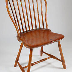 American Windsor Bow-Back Side Chair Circa 1820, stamped "Reuben Sanborn, Boston"