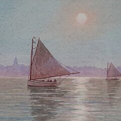 J.D. Hunting Watercolor on Paper “Sunset Sail”