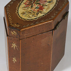 Paint Decorated Wood Tea Caddy, 18th – 19th Century