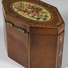 Paint Decorated Wood Tea Caddy, 18th – 19th Century