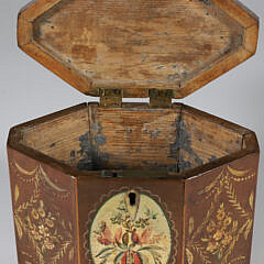 Paint Decorated Wood Tea Caddy, 18th – 19th Century