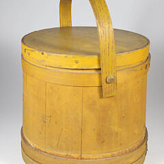 Mustard Paint Decorated Firkin, 19th Century