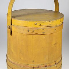 Mustard Paint Decorated Firkin, 19th Century