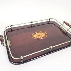 Antique Satinwood Fan Inlaid Serving Tray