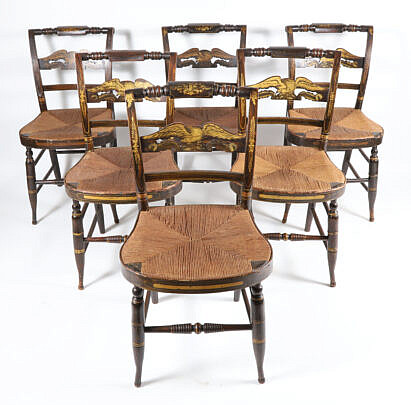 Six Eagle Back Sheraton Chairs