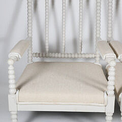 Pair of White Painted Spool Style Open Armchairs 