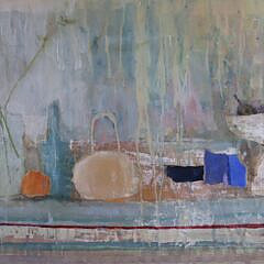 Charlotte Culot Modern Mixed Media on Paper “Tabletop Still Life”