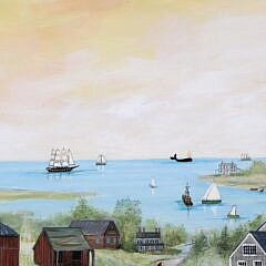 Jan Munro Mixed Media on Masonite “View Salt Water Farm, Spring, Nantucket”