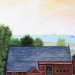 Jan Munro Mixed Media on Masonite “View Salt Water Farm, Spring, Nantucket”