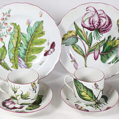 Fourteen Pieces of Mottahedeh Vista Alegre Floral and Vegetable Decorated China 