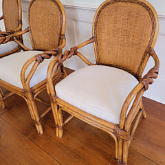 Set of Four Contemporary Palecek or Maguire Style Rattan Armchairs