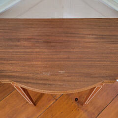 Mahogany Demilune Multi-Wood Inlaid Card Table, 19th Century