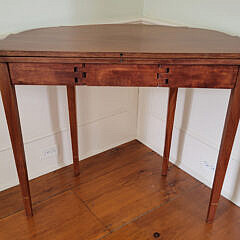 Mahogany Demilune Multi-Wood Inlaid Card Table, 19th Century