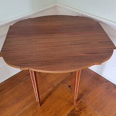 Mahogany Demilune Multi-Wood Inlaid Card Table, 19th Century
