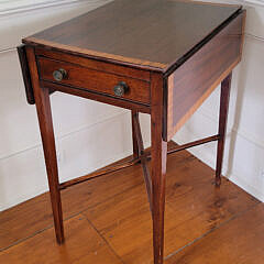 Mahogany Drop Leaf One Drawer Work Stand, 19th Century