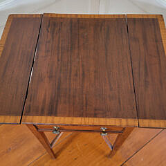 Mahogany Cross-banded Drop Leaf One Drawer Pembroke, 19th Century