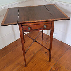 Mahogany Cross-banded Drop Leaf One Drawer Pembroke, 19th Century