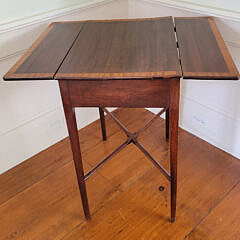 Mahogany Cross-banded Drop Leaf One Drawer Pembroke, 19th Century