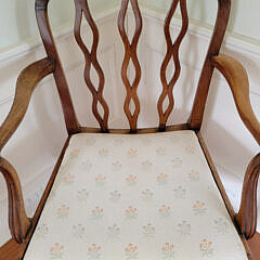 Walnut Ribbon-back Open Armchair with Slip Seat, 19th Century