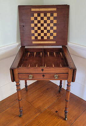 Mahogany Drop Leaf One Drawer Work Stand, 19th Century