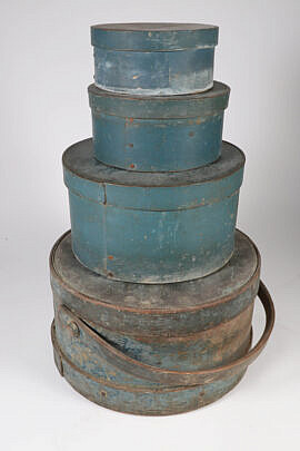 Group of Four Painted Pantry Boxes, 19th Century