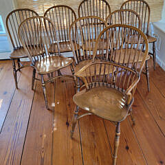 Set of Eight Contemporary Mahogany Windsor Style Dining Chairs