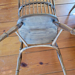 Set of Eight Vintage English Oak Bow-back Windsor Style Dining Chairs
