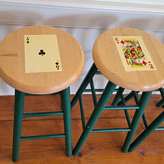 Set of Four “Playing Card” Paint Decorated Barstools