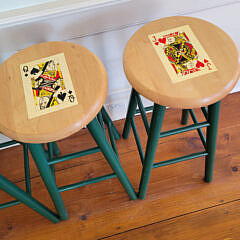 Set of Four “Playing Card” Paint Decorated Barstools