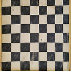Folk Art Paint Decorated Penguin Themed Chess – Checkerboard on Stand