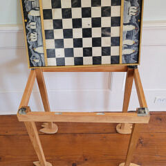 Folk Art Paint Decorated Penguin Themed Chess – Checkerboard on Stand