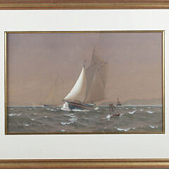 Fred S. Cozzens Watercolor on Paper "A Sailing Wind"