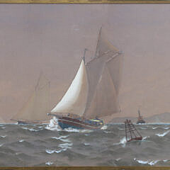 Fred S. Cozzens Watercolor on Paper “A Sailing Wind”