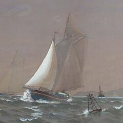 Fred S. Cozzens Watercolor on Paper “A Sailing Wind”
