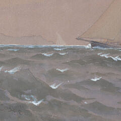 Fred S. Cozzens Watercolor on Paper “A Sailing Wind”