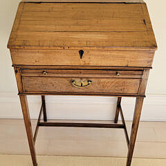 Regency Lady’s Writing Desk and Rush Seat Side Chair, 19th Century