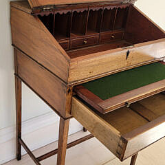 Regency Lady’s Writing Desk and Rush Seat Side Chair, 19th Century
