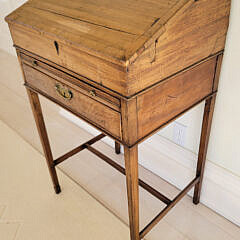 Regency Lady’s Writing Desk and Rush Seat Side Chair, 19th Century
