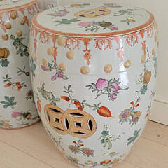Pair of Porcelain Pomegranate Decorated Garden Stools